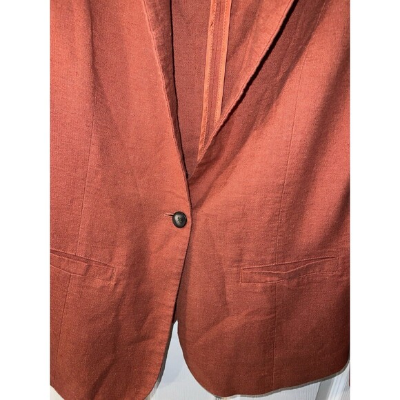 Pendleton Blazer Womens 14 Linen Blend Orange Preppy Corpcore Minimalist Jacket - Picture 2 of 8